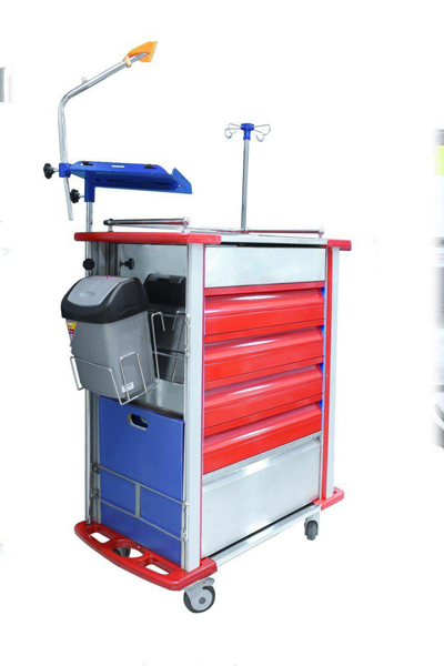 ترالی اورژانس بیمارستانی پزشکی 5 کشو استیل