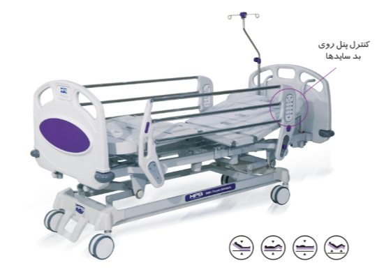 تخت بستری مدل سه شکن الکتریکی پنج موتور ستونی و خطی
