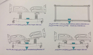 تخت بستری (ICU-CCU) چهار موتوره الکتریکی سه شکن متحرک | می مد