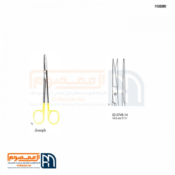 قیچی جوزف دسته طلایی مدل دوسر تیز مستقیم و خمیده