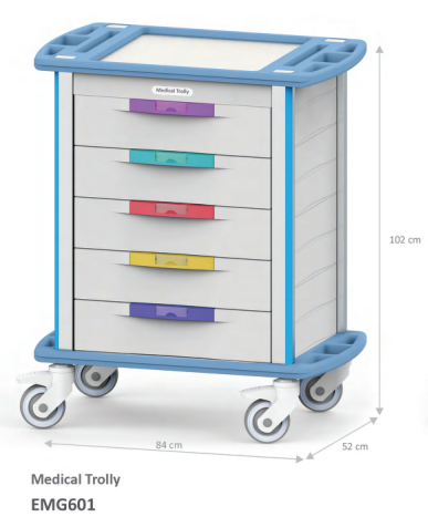 ترالی بیمارستانی 5کشو EMG 601