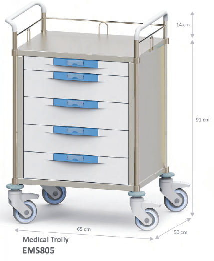 ترالی بیمارستانی استیل مدل EMS805