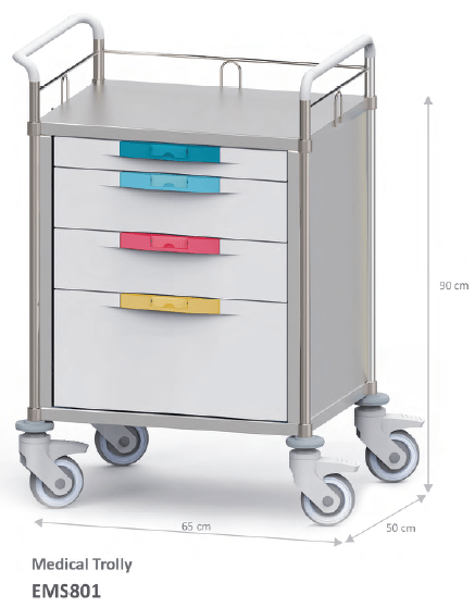 ترالی بیمارستانی استیل مدل EMS801 | می مد