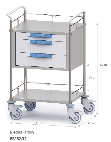 ترالی بیمارستانی استیل مدل EMS802 | می مد